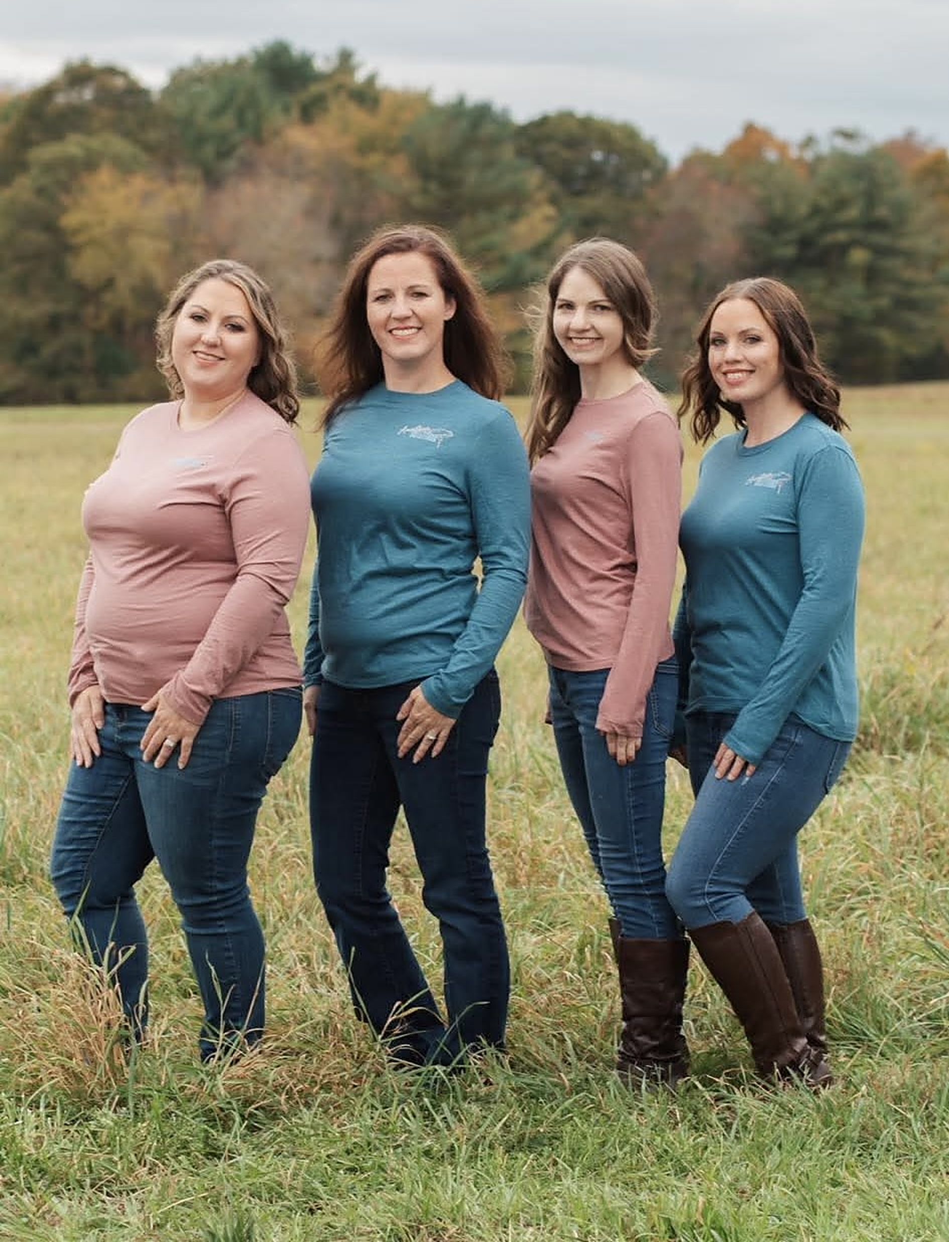 The Aunties Creations team wearing custom long sleeve tees