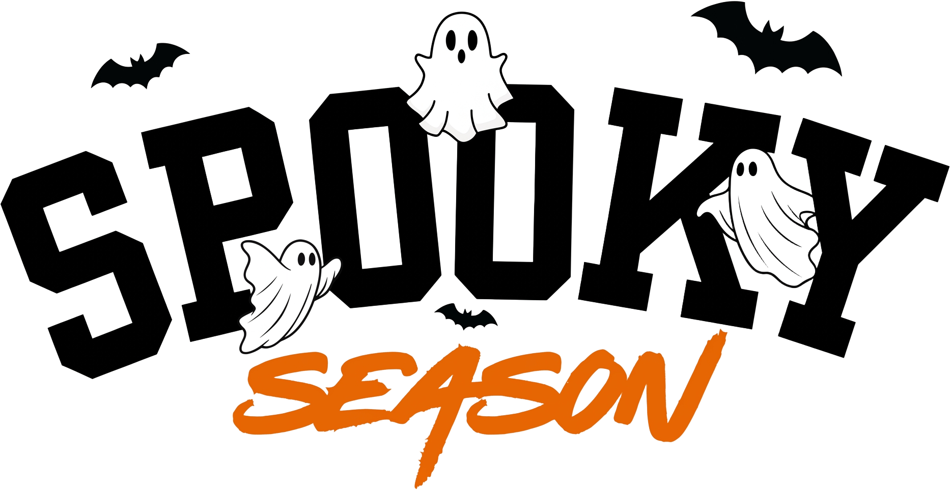 Spooky Season with Ghosts with black writing